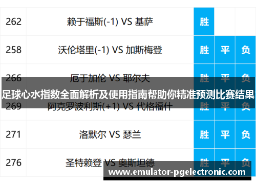 足球心水指数全面解析及使用指南帮助你精准预测比赛结果